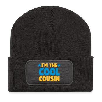 Ich bin der Cousin COOL! - Recycelte Patch Beanie - Dunkelgrau - Vorne