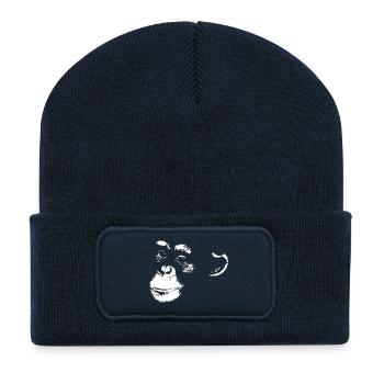 Schimpanse - Chimp - Chimpanzee - Recycelte Patch Beanie - French Navy - Vorne