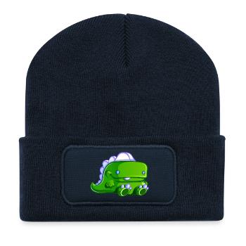 Rimbo le petit dinosaure - Beanie recyclé à patch - bleu marine - Devant