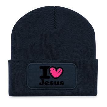 i Love Jesus_V1 - Recycelte Patch Beanie - French Navy - Vorne