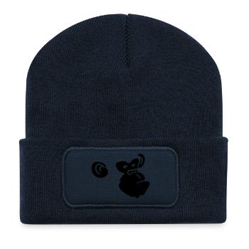 Conception de tête de singe cool - Beanie recyclé à patch - bleu marine - Devant