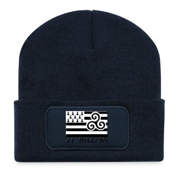 44 Breizh Loire-Atlantique Bretagne - Beanie recyclé à patch - bleu marine - Devant