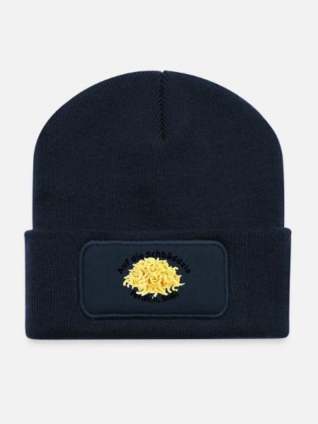 Auf die Spätzle ferdich, Soß!!! - Recycelte Patch Beanie - French Navy