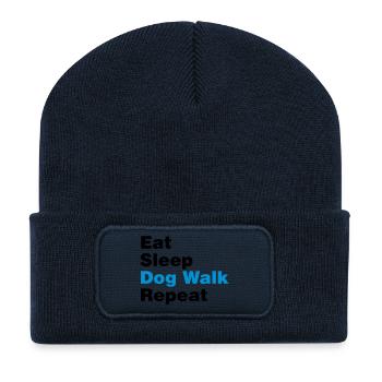 eat sleep dog walk repeat 2col - Recycled Patch Beanie - french navy - Front