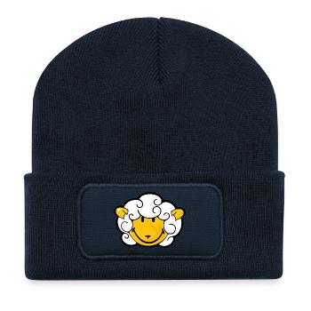 Smiley Sheep - Beanie recyclé à patch - bleu marine - Devant