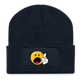 Smiley Anger Cross - Recycled Patch Beanie - french navy - Front