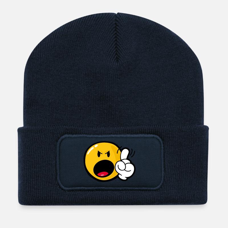 Smiley Anger Cross - Recycelte Patch Beanie - French Navy