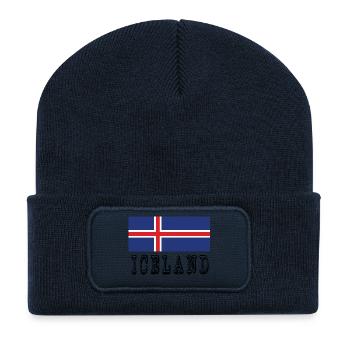 Iceland Flag - Beanie recyclé à patch - bleu marine - Devant