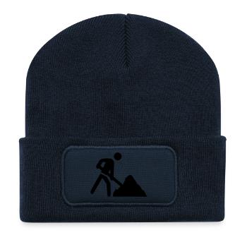 baustelle icon - Recycelte Patch Beanie - French Navy - Vorne