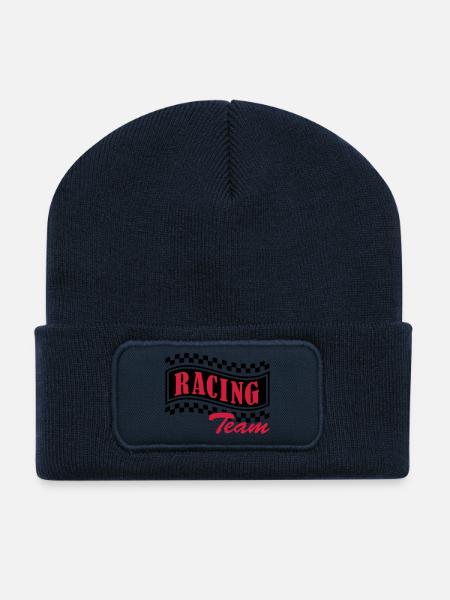 racing_team_002 - Beanie recyclé à patch - bleu marine