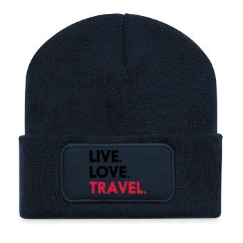LIVE. LOVE. TRAVEL. - Recycelte Patch Beanie - French Navy - Vorne