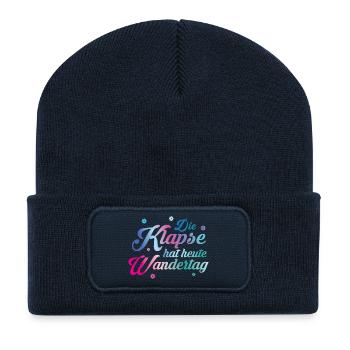Klapse hat Wandertag - Recycelte Patch Beanie - French Navy - Vorne