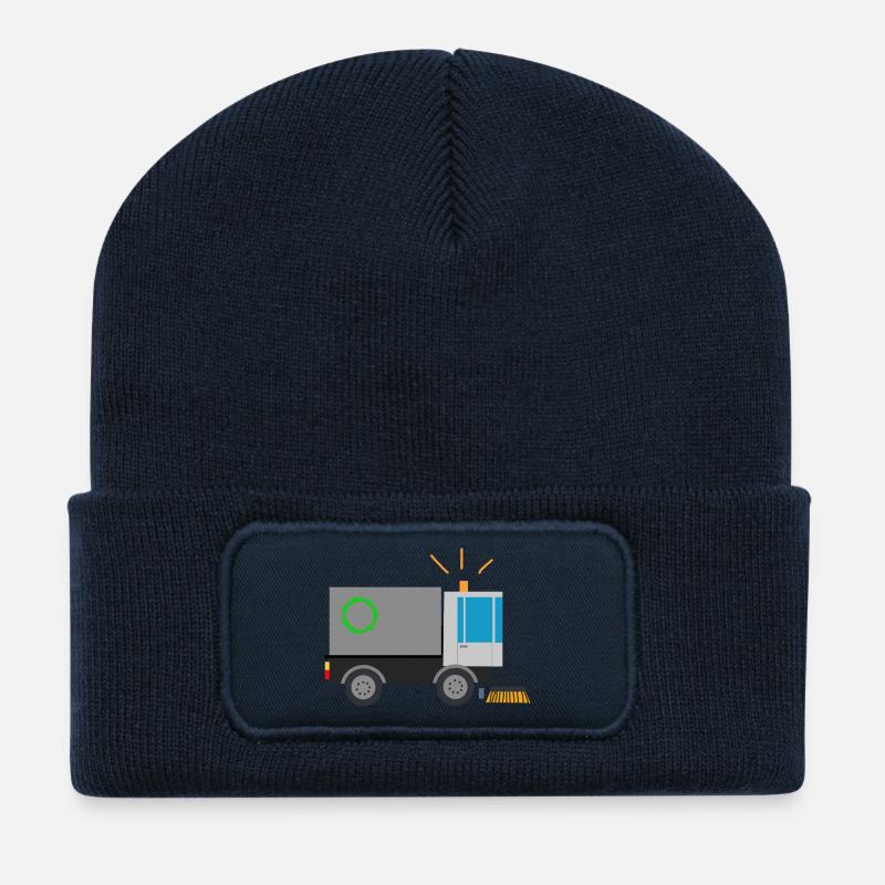 Kehrmaschine Straßenfeger Kinder Berufe Säuberung - Recycelte Patch Beanie - French Navy