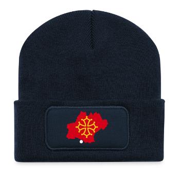 Occitanie - Beanie recyclé à patch - bleu marine - Devant
