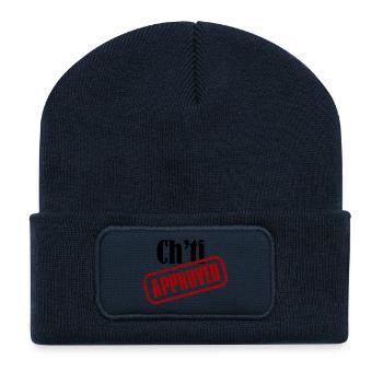 Ch ti approved (T-shirt Chti vêtements accessoires - Beanie recyclé à patch - bleu marine - Devant