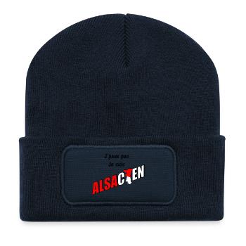 T-shirt humour alsace Jpeux pas jsuis alsacien - Beanie recyclé à patch - bleu marine - Devant