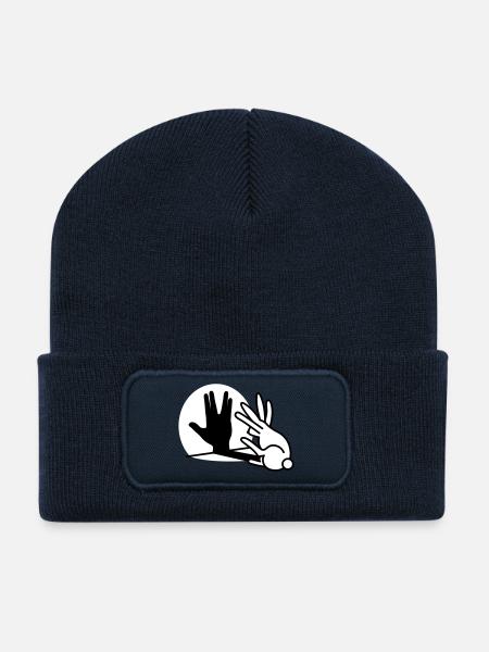 Kaninche Schatten Hand Vulkanischer Gruß trekkie - Recycelte Patch Beanie - French Navy