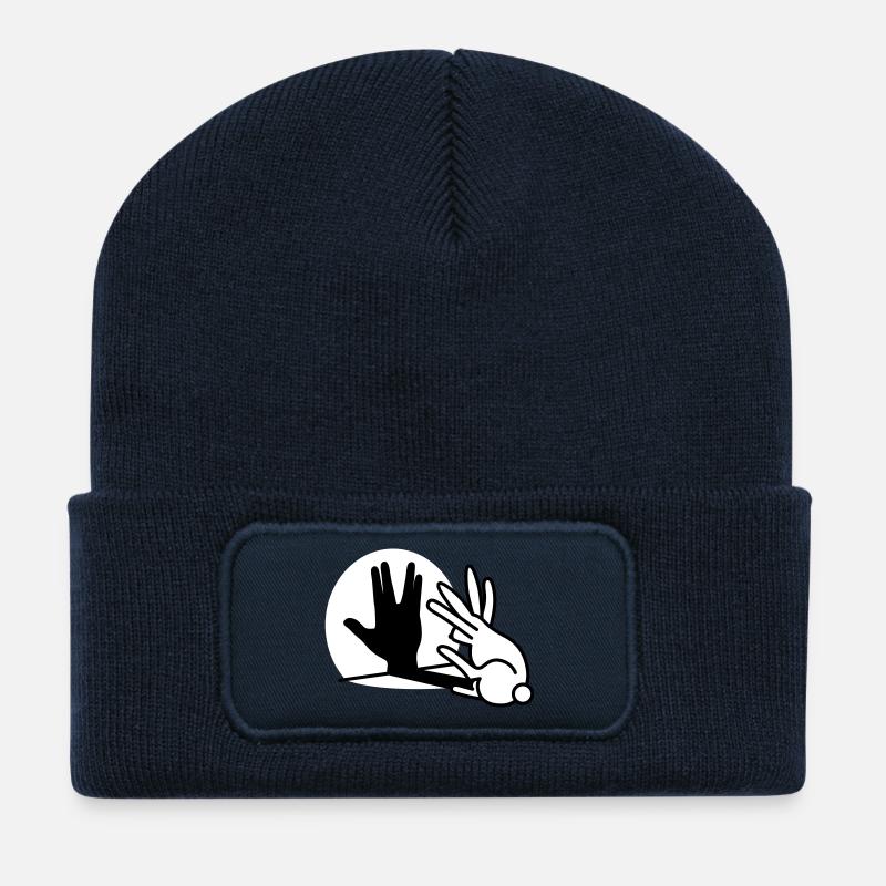 Kaninche Schatten Hand Vulkanischer Gruß trekkie - Recycelte Patch Beanie - French Navy