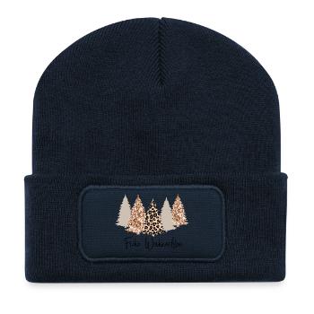 Frohe Weihnachten Glitzer Tannenbaum Leopard - Recycelte Patch Beanie - French Navy - Vorne