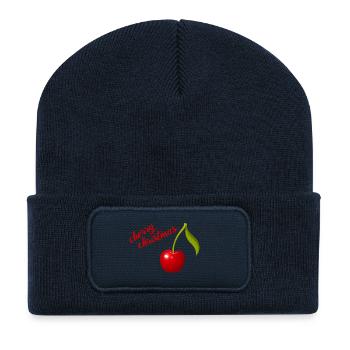 noël cerise - Beanie recyclé à patch - bleu marine - Devant