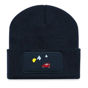 Voiture - Beanie recyclé à patch - bleu marine - Devant