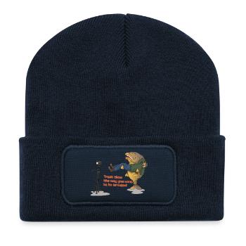Drôle de conception de la pêche à la carpe Catch and Release Humour - Beanie recyclé à patch - bleu marine - Devant