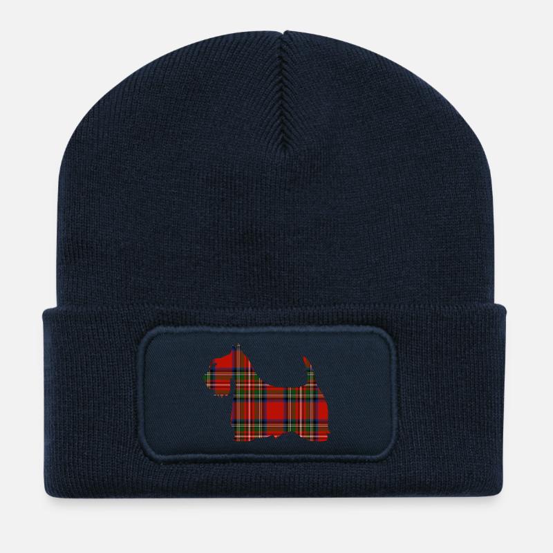 Tartan Scottie - Recycelte Patch Beanie - French Navy