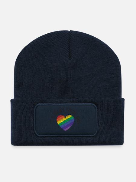 Es ist in Ordnung, schwul zu sein - Recycelte Patch Beanie - French Navy