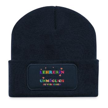 Eine großartige Lehrerin, unmöglich zu vergessen - Recycelte Patch Beanie - French Navy - Vorne