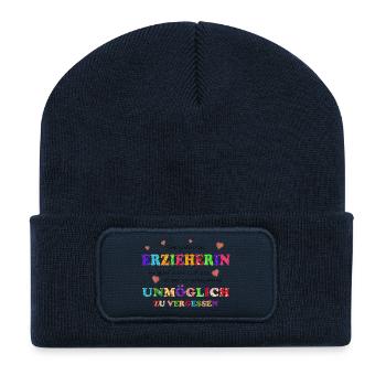 Eine großartige Erzieherin, unmöglich zu vergessen - Recycelte Patch Beanie - French Navy - Vorne
