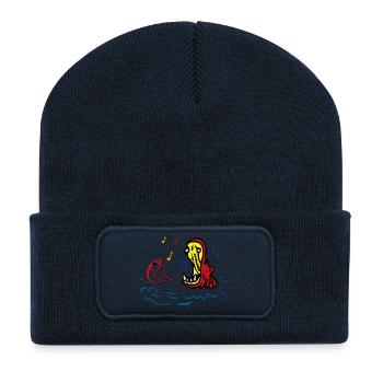 Hippo und Fisch singen im Duett - Recycelte Patch Beanie - French Navy - Vorne