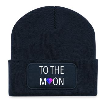Zum Mond Diamant Logo - Recycelte Patch Beanie - French Navy - Vorne