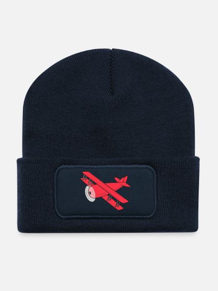 Flugzeug Doppeldecker - Recycelte Patch Beanie - French Navy