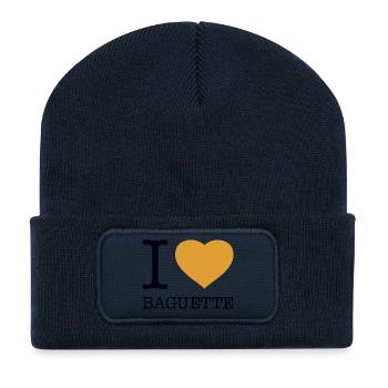 I LOVE BAGUETTE Frankreich - Recycelte Patch Beanie - French Navy - Vorne