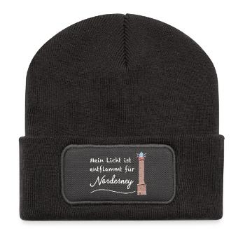 Entflammt für Norderney, Nordsee - Recycelte Patch Beanie - Dunkelgrau - Vorne
