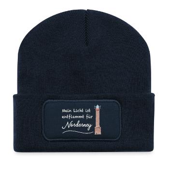 Entflammt für Norderney, Nordsee - Recycelte Patch Beanie - French Navy - Vorne