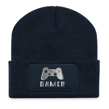 Gamer - Beanie recyclé à patch - bleu marine - Devant