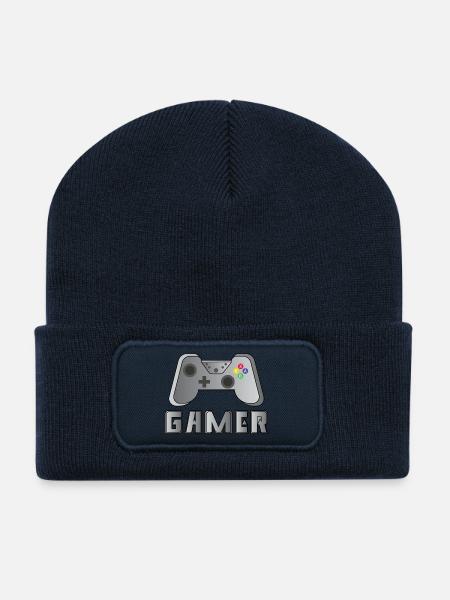 Gamer - Beanie recyclé à patch - bleu marine