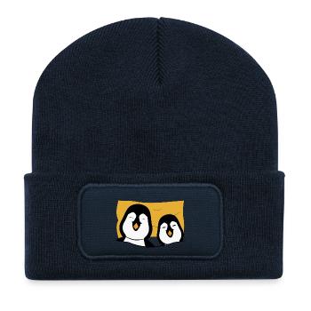 2 penguins in bed - Recycled Patch Beanie - french navy - Front