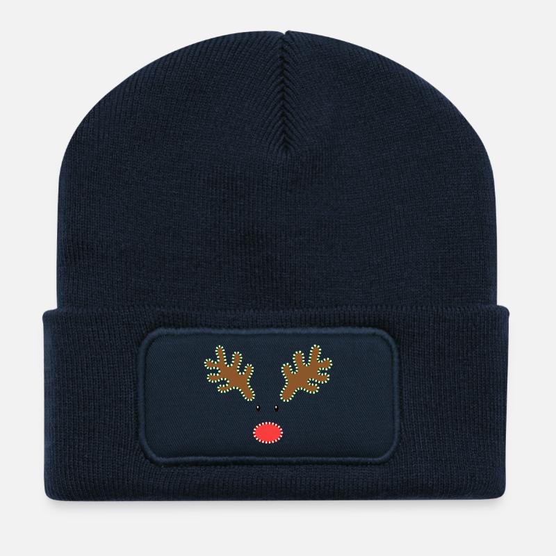 Weihnachten Rudolph Rentiere - Recycelte Patch Beanie - French Navy