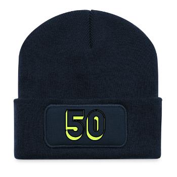 50. 50 ANS. 50e ANNIVERSAIRE. ANNIVERSAIRE 50 ANS. - Beanie recyclé à patch - bleu marine - Devant