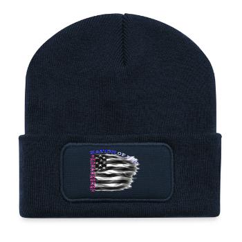4 July USA Flag - Recycled Patch Beanie - french navy - Front