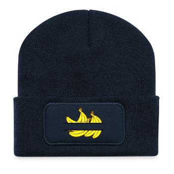 Bannière banane avec bananes jaunes - Beanie recyclé à patch - bleu marine - Devant