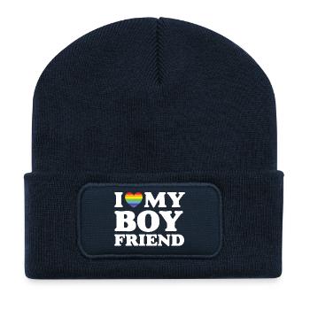 Ich liebe meinen Freund - LGBTQ - Recycelte Patch Beanie - French Navy - Vorne