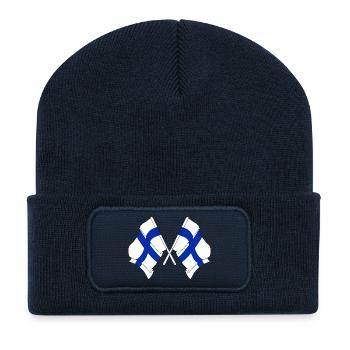 Deux drapeaux de la Finlande croisés - Beanie recyclé à patch - bleu marine - Devant