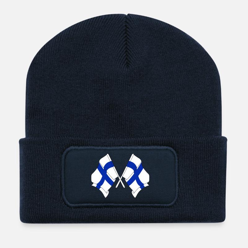Zwei Flaggen Finnlands gekreuzt - Recycelte Patch Beanie - French Navy
