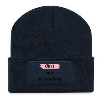 Girls can do anything - Beanie recyclé à patch - bleu marine - Devant