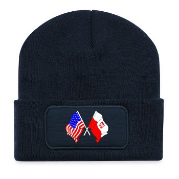 Flag USA and Flag Poland - Recycled Patch Beanie - french navy - Front