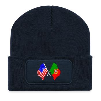 Flag USA and flag Portugal - Recycled Patch Beanie - french navy - Front
