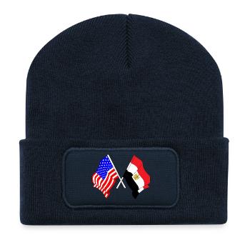 Flag USA and flag Egypt - Recycled Patch Beanie - french navy - Front